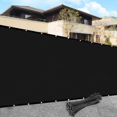 4 'x 50' zwarte privacyschermomheining voor zwaar gebruik hekwerk gaas met ritssluiting voor terras, achtertuin, buitenzwembad, veranda, reling - we kunnen aangepaste maten maken