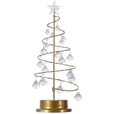 Kerst Kristalboom Lamp Acryl Kristal Hanger Kerst Decoratieve Bureaulamp voor Slaapkamer Crystal Tree Lamp, Warm White white
