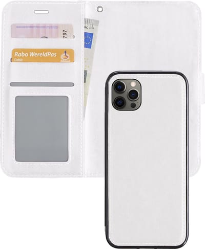 Hoesje - 2 in 1 - Geschikt voor Apple iPhone 12 Pro Max - Met Uitneembare Hard Cover - Kunstleer - Bookcase - Wallet Case - Met Pasjeshouder - Book Case - Uitneembaar - Pashouder - Telefoonhoes - Wit