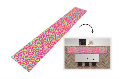 Keukenloper - Loper keuken - Panterprint - Roze - Geel - Patroon - 300x50 cm - Keukenloper vinyl