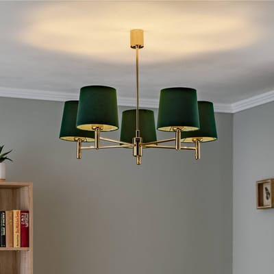 Argon Hanglamp Polo Plus 5-lamps messing/groen