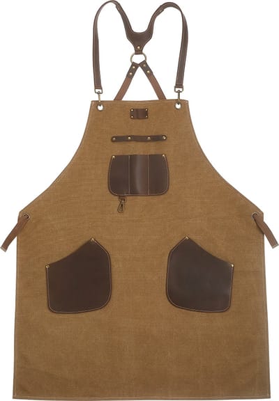 Xinzuo Keukenschort / BBQ schort - Gemaakt van zeildoek (canvas) en leer - Retro design met veel vakken