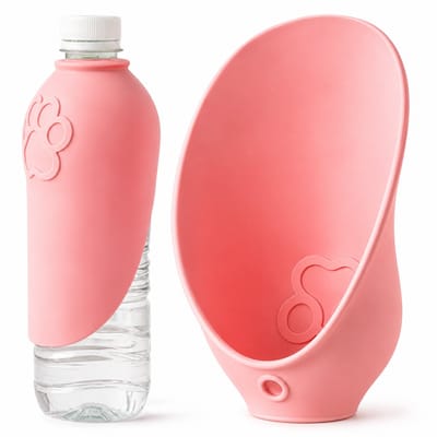 VHV - Honden Drinkbak - Roze Siliconen Drinkhulp - Opvouwbare Reiswaterbak voor Wandelen, Zonder Fles