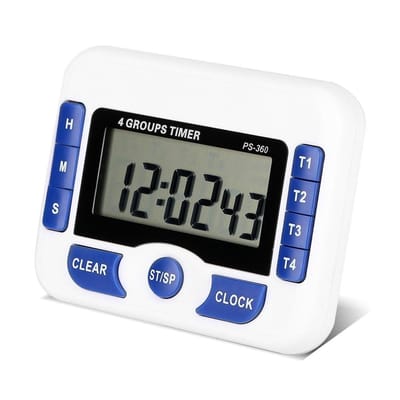 Dailygoody - Countdown Keukentimer - Digitale Kooktimer - Multifunctioneel met 4 Kanalen - Wit - Eierwekker - Ideaal voor Koken en Bakken - Compact en...
