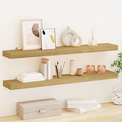 vidaXL Wandschappen 2 st 90x15x4 cm massief teakhout
