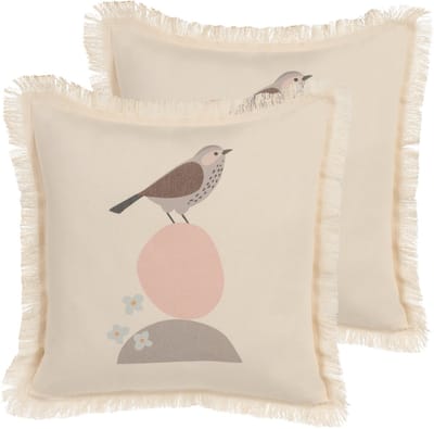 WATTLE - Sierkussen set van 2 - Lichtbeige - 60 x 60 cm - Polyester