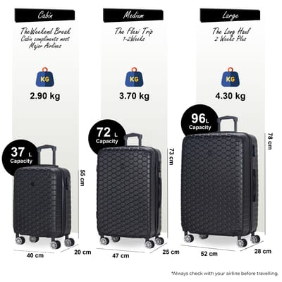 Uitbreidbare zwarte harde ABS-koffer met 8 wielen, reiskoffer, handbagage en vakantiekoffer