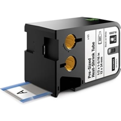 DYMO 1868718 XTL voorgesneden krimpkous tape zwart op wit 12mm (origineel)