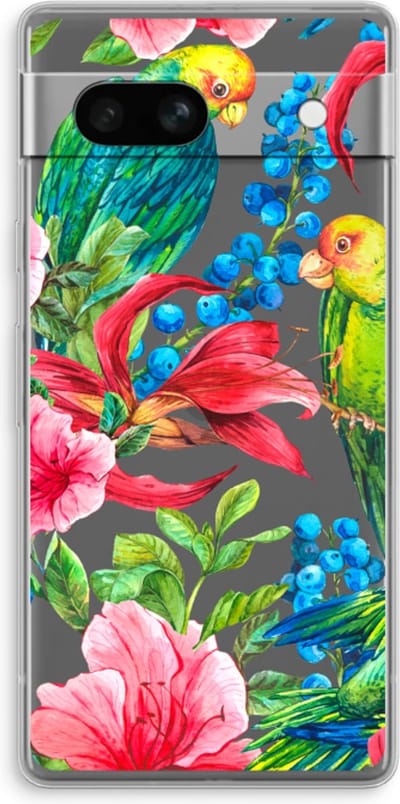 Case Company® - Hoesje geschikt voor Google Pixel 7A hoesje - Papegaaien - Soft Cover Telefoonhoesje - Bescherming aan alle Kanten en Schermrand