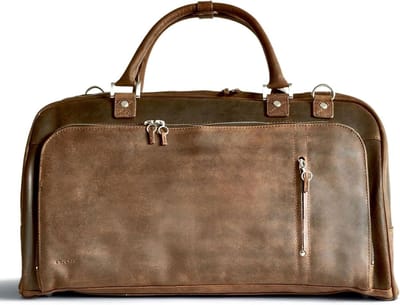 Reistas Leer - Reisduffel Tas - Weekend Weg - Antieke Patina Look - 52 cm - Zwart