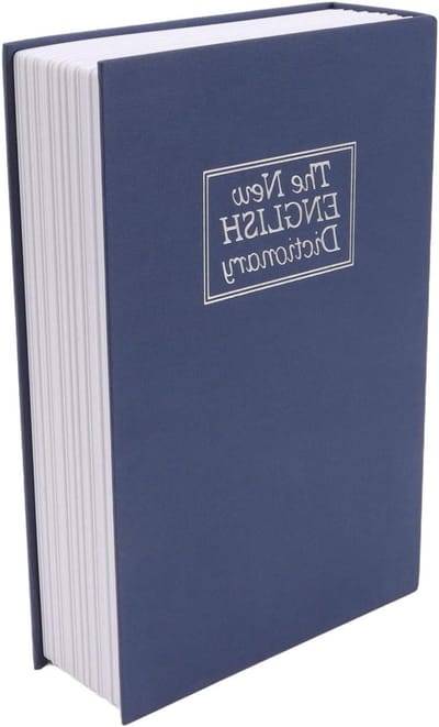 Woordenboek Spaarpot - Geheime Geldkist - Waardevolle Spullen - Codeslot Beveiliging - 19x13x6 cm - Blauw
