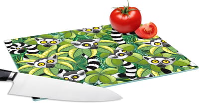 Glazen Snijplank - 28x20 - Patroon - Jungle - Ringstaartmaki - Snijplanken Glas