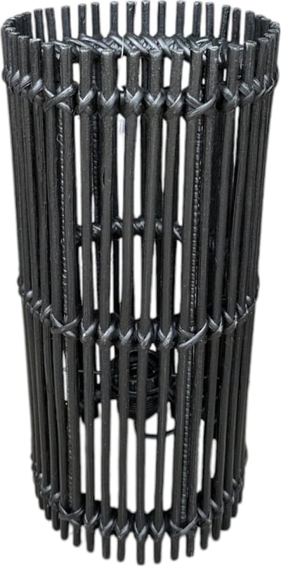 Rotan Lamp Cilinder - 18xH40 cm - tafellamp - vloerlamp - Zwart