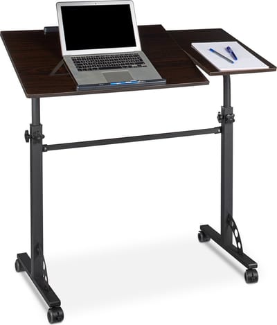 laptoptafel op wielen - verstelbaar - 110 x 100 x 50 cm - laptopstandaard - zwart