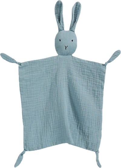 Knuffeldoekje konijn - Blauw - Mousseline tutteldoek voor baby
