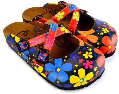 Goby Colored Daisy's Clogs – Handgemaakt – Premium Kwaliteit – Maat 35