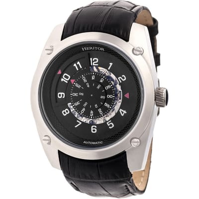 Heritor Automatic Daniels Semi-Skeleton Horloge met Leren Band - Zilver/Zwart