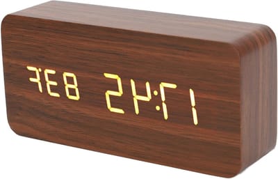 Digitale Houten Alarmklok met LED - Eenvoudig Ontwerp, 3 Niveaus van Helderheid, Temperatuur en Vochtigheid Weergave, Perfect voor Slaapkamer en Kantoor