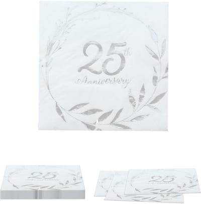 Dailygoods- Servetten 16 Stuks - Papieren Servetten - Bruiloft - Verjaardag - Zilver - Elegant Patroon - Feestservetten