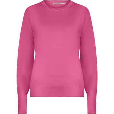 EsQualo Sweater R-neck Buttoned Sleeve Cuff Pink Maat: XS | Sweaters Outlet | Dames | Roze