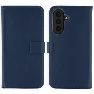 Selencia Hoesje - Geschikt voor Samsung Galaxy A57 (5G) - Echt Lederen Bookcase - Donkerblauw
