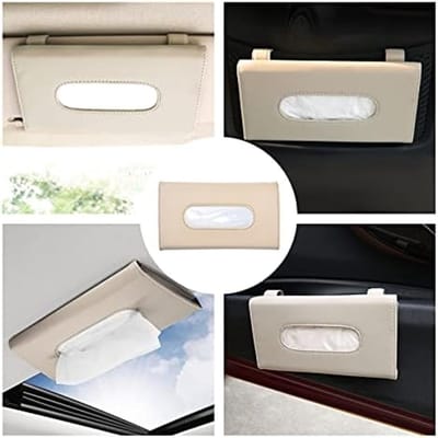 Autozonneklep zakdoekhouder - 2 stuks - PU leer - Beige