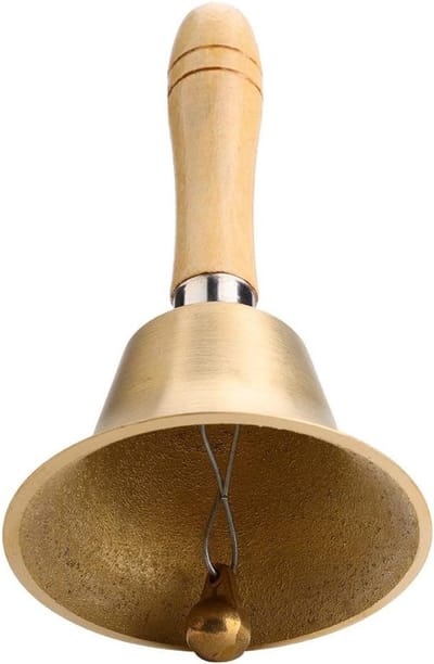 Allecto - Gouden Bell - Handbel met Houten Handgreep - 15 cm Massief
