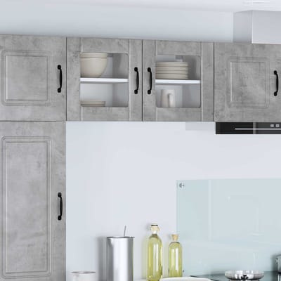 vidaXL - Wandglas - Kasten - LUCCA - Betongrijs - 40 - x - 31 - x - 40 - cm - Bewerkt - hout