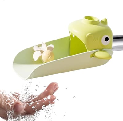 Kraanverlenger Kinderen - Haai Verlenger - Zelf Handen Wassen - Aanpasbare Hoogte - 15 x 7 cm - Groen