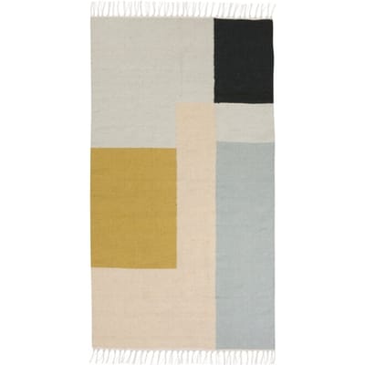 Ferm Living - Kelim vloerkleed - 80 x 140 cm - Kwadraten - meerkleurig