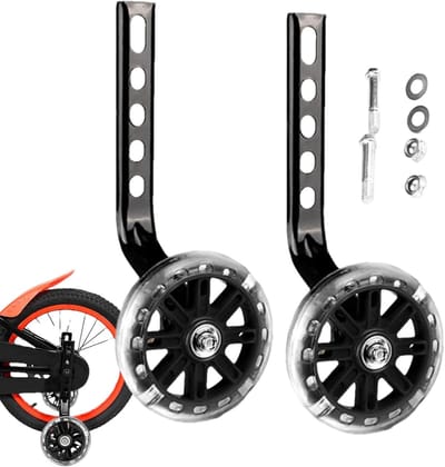 Fiets Zijwieltjes - Stabilisator Wielen - Kinderen Leren Fietsen - Verstelbaar Mute Flitswiel - 14-20 Inch Fietsen - Zwart