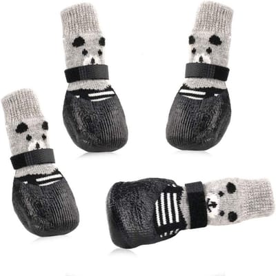 longziming -4 Stuks Hondensokken met Antislip – Zacht & Ademend – Waterdichte Rubberzool – Verstelbare Pasvorm – Pootbescherming voor Binnen en Buiten – Maat S