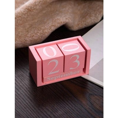 1pc Calendrier en Bois Minimaliste Rose & Blanc à Faire Soi-Même, Artisanat Décoratif de Bureau Pour Décoration Intérieure Haut de Gamme Retour à l'École, Retour à l'École rose