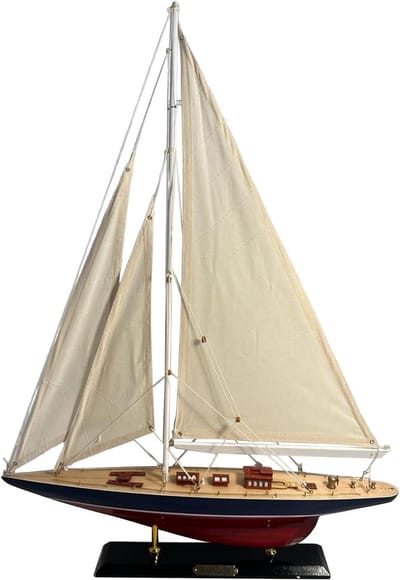 Gedetailleerd Houten Zeiljacht Model J-Klasse Regatta 50 cm - Nautisch Decor