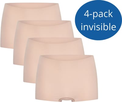 Beeren 4-pack invisible dames short Laura caffé latte Maat S/M