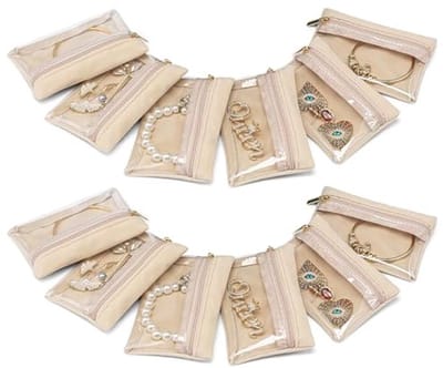 2024 Reistassen voor Sieraden - Transparante Velours Pouch met Ritssluiting - Sieraad Organiser voor Dames - 12 Stuks