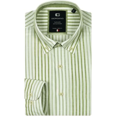 Giordano Overhemd Loretto Cotton Linnen Stripe Button-Down Pastel Groen / male