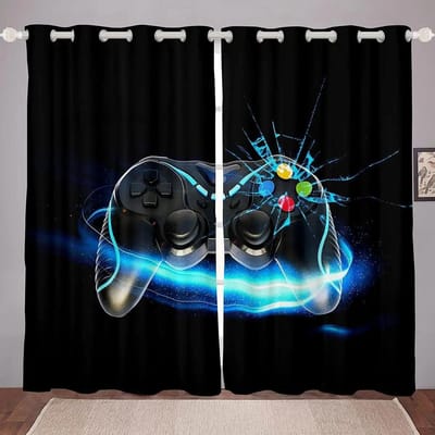 Player Cool Gamepad Gamer Gordijnen voor Jongens Slaapkamer Woonkamer Raambekleding Tieners Gaming Decor Raamgordijnen 2 Stuks W50xH130(CM)x2pcs&Grommet Top