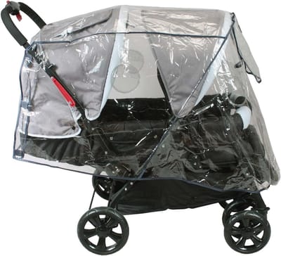Transparante regenbekleding voor dubbele kinderwagens met ventilatieopeningen