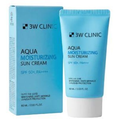 3W Clinic Crème Solaire Hybride Minérale & Chimique SPF50+ PA+++ Sans Traces Blanches Crème Solaire Hydratante 50ml blue