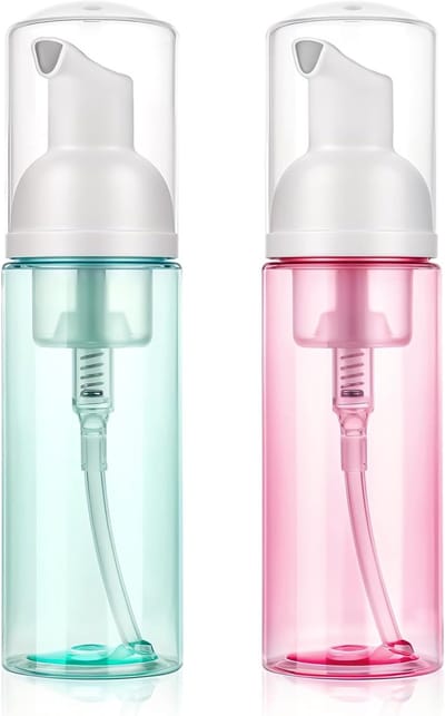Famanu – Schuimpompflessen 60 ml – Navulbare reisdispensers – Set van 2 – Groen en roze