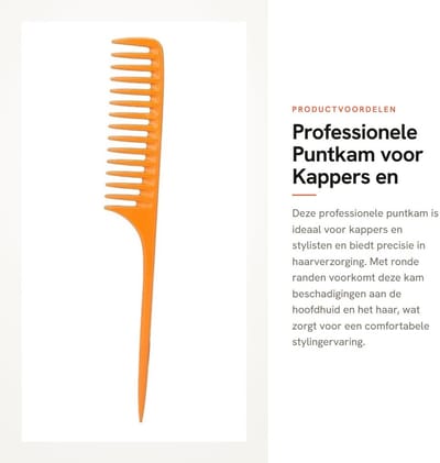 Dailygoods- Puntkam Professionele Kwaliteit - Haarstyling Kam - Precisie-tool voor Touperen/Scheiden - Duurzaam ABS - Veilig voor Hoofdhuid - Geschikt voor Mannen/Vrouwen - Haarstylingkam