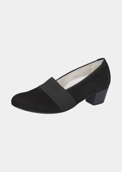 Pumps van nubuckleer met blokhak - zwart - Gr. 37 van Goldner Fashion