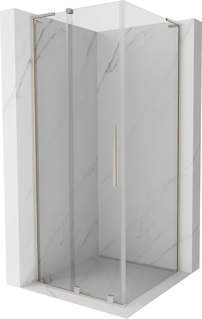 Mexen Velar L douchecabine schuifbaar 90 x 90 , transparant, geborsteld nikkel - 871-090-090-03-97