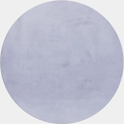 Pouffy Fluffy - Hoogpolig Rond Vloerkleed - Uni Kleur - Zilver - Woonkamer Tapijt - Katoenen Rug- 120 CM Ø