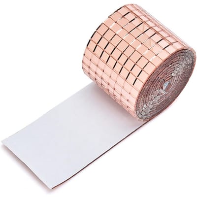 4X100CM 1464 korrels zelfklevende mozaïektegels muursticker innovatieve doe-het-zelf glazen spiegels sticker rosé gouden kleur