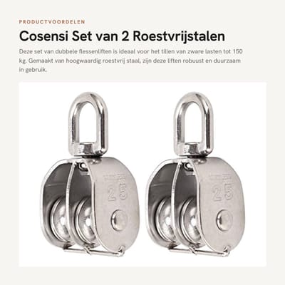 Dailygoods - Set van 2 Roestvrijstalen Dubbele Flessenliften 150 kg