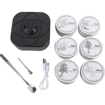 Kit Fumeur Électrique à Whisky avec 6 Copeaux de Bois Fumeur à Cocktail Rechargeable Kit Fumeur à Boissons