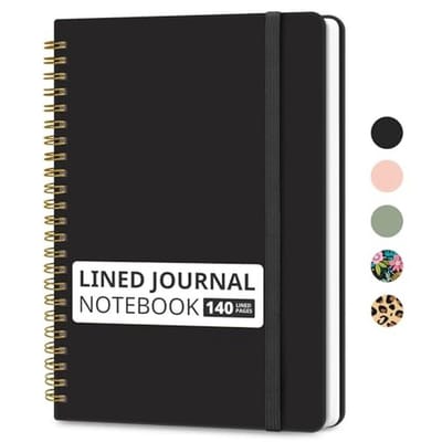 Gelinieerd Spiraal Dagboek A5 - 140 Pagina's College Notitieboek met Harde Kaft voor Werk en Notities