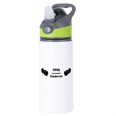 Hacebo® - oma van de leukste kinderen waterfles met rietje groen - Oma - de leukste oma - verjaardag - cadeau voor oma - kado - geschenk - water fles - 650ML
